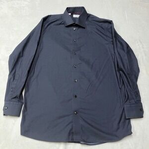 Eton Dress Contemporary Dress Shirt Men 16.5 /‎ 42 Dark Navy Charcoal Button Up